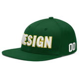 Custom Green Neon Green-White 3D Puff Embroidery Flat Embroidery Casual Sport Baseball Cap