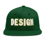 Custom Green Neon Green-White 3D Puff Embroidery Flat Embroidery Casual Sport Baseball Cap