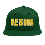 Custom Green Neon Green-White 3D Puff Embroidery Flat Embroidery Casual Sport Baseball Cap