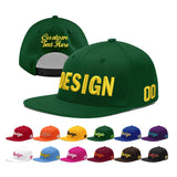 Custom Green Neon Green-White 3D Puff Embroidery Flat Embroidery Casual Sport Baseball Cap