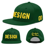Custom Green Neon Green-White 3D Puff Embroidery Flat Embroidery Casual Sport Baseball Cap