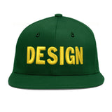 Custom Green Neon Green-White 3D Puff Embroidery Flat Embroidery Casual Sport Baseball Cap