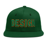 Custom Green Neon Green-White 3D Puff Embroidery Flat Embroidery Casual Sport Baseball Cap