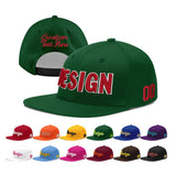 Custom Green Neon Green-White 3D Puff Embroidery Flat Embroidery Casual Sport Baseball Cap