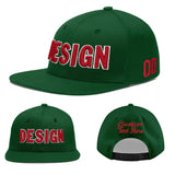 Custom Green Neon Green-White 3D Puff Embroidery Flat Embroidery Casual Sport Baseball Cap