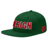 Custom Green Neon Green-White 3D Puff Embroidery Flat Embroidery Casual Sport Baseball Cap