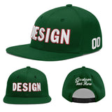 Custom Green Neon Green-White 3D Puff Embroidery Flat Embroidery Casual Sport Baseball Cap
