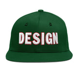 Custom Green Neon Green-White 3D Puff Embroidery Flat Embroidery Casual Sport Baseball Cap