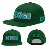 Custom Green Neon Green-White 3D Puff Embroidery Flat Embroidery Casual Sport Baseball Cap
