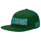 Custom Green Neon Green-White 3D Puff Embroidery Flat Embroidery Casual Sport Baseball Cap