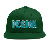 Custom Green Neon Green-White 3D Puff Embroidery Flat Embroidery Casual Sport Baseball Cap