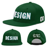 Custom Green Neon Green-White 3D Puff Embroidery Flat Embroidery Casual Sport Baseball Cap
