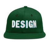 Custom Green Neon Green-White 3D Puff Embroidery Flat Embroidery Casual Sport Baseball Cap