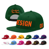 Custom Green Neon Green-White 3D Puff Embroidery Flat Embroidery Casual Sport Baseball Cap