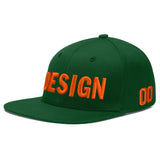 Custom Green Neon Green-White 3D Puff Embroidery Flat Embroidery Casual Sport Baseball Cap