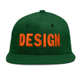 Custom Green Neon Green-White 3D Puff Embroidery Flat Embroidery Casual Sport Baseball Cap