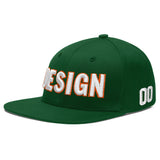Custom Green Neon Green-White 3D Puff Embroidery Flat Embroidery Casual Sport Baseball Cap