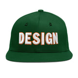 Custom Green Neon Green-White 3D Puff Embroidery Flat Embroidery Casual Sport Baseball Cap