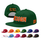 Custom Green Neon Green-White 3D Puff Embroidery Flat Embroidery Casual Sport Baseball Cap