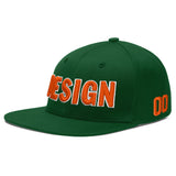 Custom Green Neon Green-White 3D Puff Embroidery Flat Embroidery Casual Sport Baseball Cap
