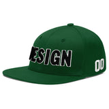 Custom Green Neon Green-White 3D Puff Embroidery Flat Embroidery Casual Sport Baseball Cap