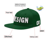 Custom Green Neon Green-White 3D Puff Embroidery Flat Embroidery Casual Sport Baseball Cap