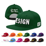 Custom Green Neon Green-White 3D Puff Embroidery Flat Embroidery Casual Sport Baseball Cap
