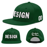 Custom Green Neon Green-White 3D Puff Embroidery Flat Embroidery Casual Sport Baseball Cap