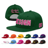 Custom Green Neon Green-White 3D Puff Embroidery Flat Embroidery Casual Sport Baseball Cap