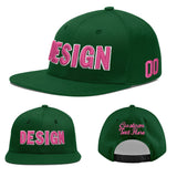 Custom Green Neon Green-White 3D Puff Embroidery Flat Embroidery Casual Sport Baseball Cap