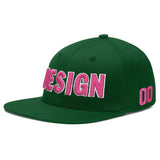 Custom Green Neon Green-White 3D Puff Embroidery Flat Embroidery Casual Sport Baseball Cap