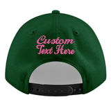 Custom Green Neon Green-White 3D Puff Embroidery Flat Embroidery Casual Sport Baseball Cap