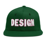 Custom Green Neon Green-White 3D Puff Embroidery Flat Embroidery Casual Sport Baseball Cap