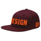 Custom Jujube Red Orange 3D Puff Embroidery Flat Embroidery Casual Sport Baseball Cap