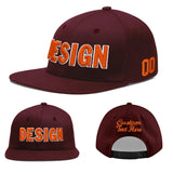 Custom Jujube Red Orange 3D Puff Embroidery Flat Embroidery Casual Sport Baseball Cap
