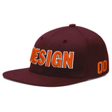 Custom Jujube Red Orange 3D Puff Embroidery Flat Embroidery Casual Sport Baseball Cap
