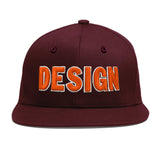 Custom Jujube Red Orange 3D Puff Embroidery Flat Embroidery Casual Sport Baseball Cap