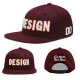 Custom Jujube Red Orange 3D Puff Embroidery Flat Embroidery Casual Sport Baseball Cap