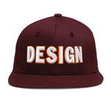 Custom Jujube Red Orange 3D Puff Embroidery Flat Embroidery Casual Sport Baseball Cap