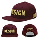 Custom Jujube Red Orange 3D Puff Embroidery Flat Embroidery Casual Sport Baseball Cap