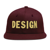 Custom Jujube Red Orange 3D Puff Embroidery Flat Embroidery Casual Sport Baseball Cap