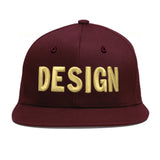 Custom Jujube Red Orange 3D Puff Embroidery Flat Embroidery Casual Sport Baseball Cap