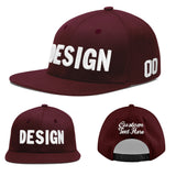 Custom Jujube Red Orange 3D Puff Embroidery Flat Embroidery Casual Sport Baseball Cap