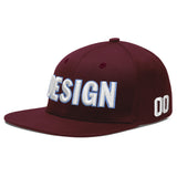 Custom Jujube Red Orange 3D Puff Embroidery Flat Embroidery Casual Sport Baseball Cap