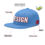 Custom Powder Blue Gold-Navy 3D Puff Embroidery Flat Embroidery Casual Sport Baseball Cap