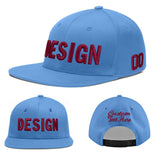 Custom Powder Blue Gold-Navy 3D Puff Embroidery Flat Embroidery Casual Sport Baseball Cap