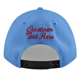 Custom Powder Blue Gold-Navy 3D Puff Embroidery Flat Embroidery Casual Sport Baseball Cap