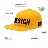 Custom Yellow Black 3D Puff Embroidery Flat Embroidery Casual Sport Baseball Cap