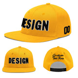Custom Yellow Black 3D Puff Embroidery Flat Embroidery Casual Sport Baseball Cap