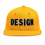 Custom Yellow Black 3D Puff Embroidery Flat Embroidery Casual Sport Baseball Cap